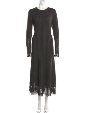 Lela Rose  Tassel fringe silk-cashmere midi dress